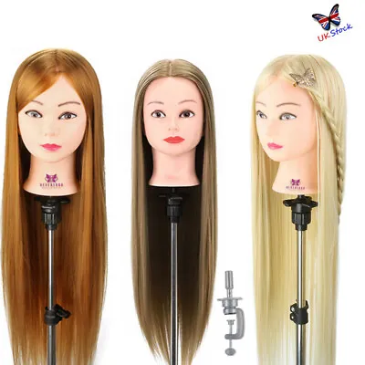 £26.99 • Buy Salon Fibre Hair Styling Hairdressing Practice Head Training Mannequin + Clamp