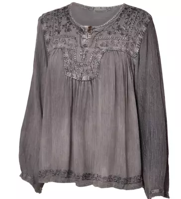 NEW Vintage Style Boho Hippie Blouse Gray M/L • $25