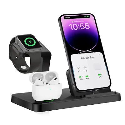 UK 3in1 Fast Charging Stand For Apple Watch Ultra2/S9/S8 IPhone 14 Pro Max 13 12 • £13.99