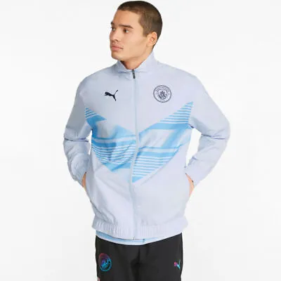 PUMA Manchester City Jacket Football Pre Match Mens White Warm Up Training Top • £29.99