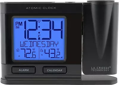 La Crosse Technology 616-41667-INT Black Atomic Projection Alarm Clock With T... • $68.83