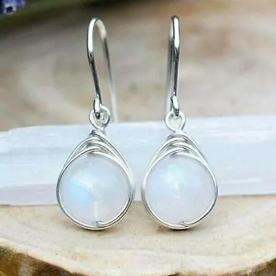 Pretty Moonstone 925 Silver Drop Earrings Women Anniversary Party Jewelry Gifts • $2.85