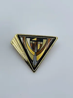 Michaela Frey Austria Vintage Gold Plated Enamel Triangular Pin • $125