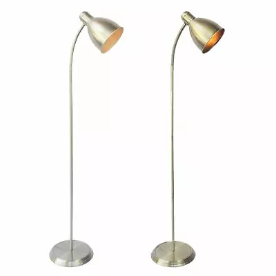 Flexi Arm Reading Light Floor Lamp Satin Nickel Or Antique Brass • £39.99