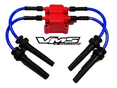 Vms Racing Blue Ignition Coil 10mm Spark Plug Wires For 03-05 Dodge Neon Srt4 • $84.87