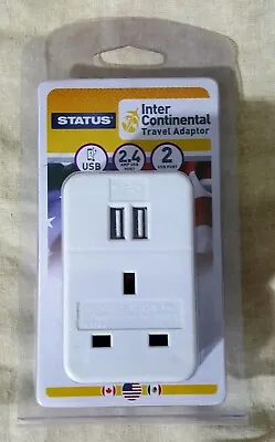 Travel Adapter UK To USA America Canada Plug Adapter With 2 USB Ports • £5.99