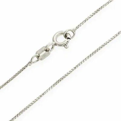 14K White Gold Solid Box Chain Necklace .5mm Wide 16 - 22  Spring Ring Clasp  • $76.48