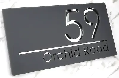 Door Sign House Numbers Laser Cut Anthracite Custom House Numbers Address Plaque • £10.99