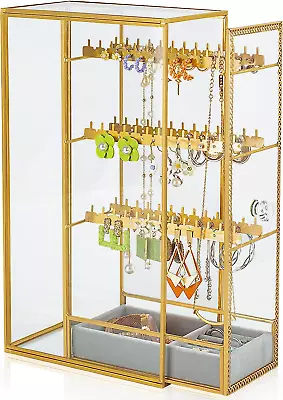 Glass Earring Holder Organizer Jewelry Organizer Earrings Holder With Hanging H • $88.86