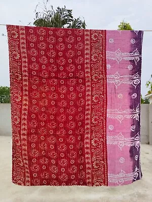 Indian Screen Print Blanket Gudari Kantha Quilt Vintage Cotton Bedspred Throw • $30.33