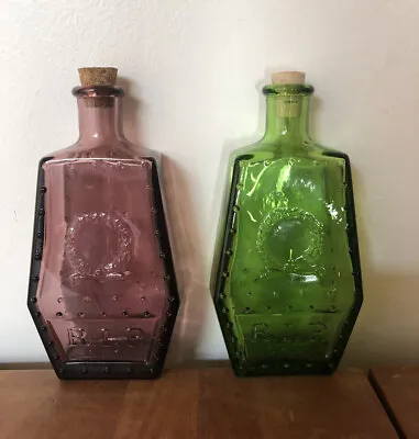 Vintage Wheaton Purple Green Glass Coffin Poison Bottle Casket Halloween Goth • $70