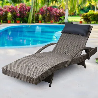 $181.90 • Buy Luxury Outdoor Lounge Pool Side Bed Wicker Pillow Sofa With Armrest Set Brown