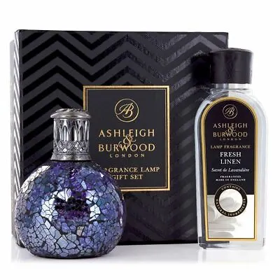 £36.99 • Buy Ashleigh & Burwood All Because Glass Mosaic Lamp Fresh Linen Fragrance Gift Set