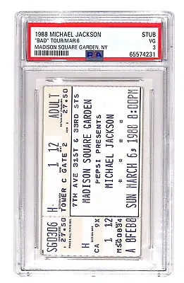 Michael Jackson BAD TOUR 1988 Concert Ticket Stub PSA POP 1 MSG NYC New York • $199.99