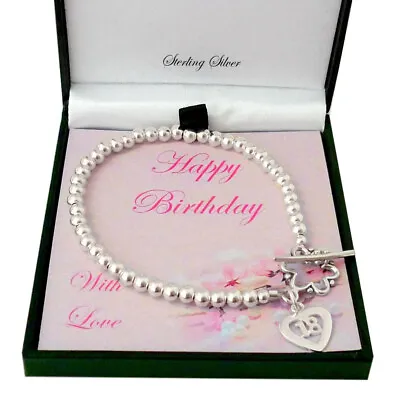 Gift For 18th Birthday Sterling Silver Beads Bracelet With 18 Charm Eighteenth • £24.99