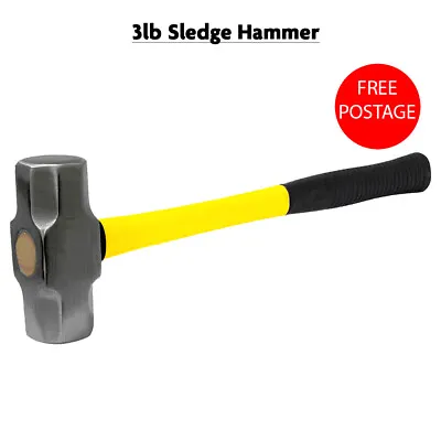 £10.99 • Buy 3lb Mini Lump Sledge Hammer Fibreglass Shaft & Rubber Grip Handle Sledge Hammer