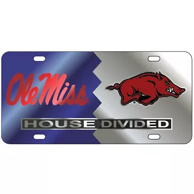 OLE MISS Rebels / ARKANSAS Razorbacks HOUSE DIVIDED License Plate / Car Tag • $29.95