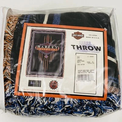 $99.99 • Buy Harley Davidson Longbar Woven Throw Blanket 50  X 68 
