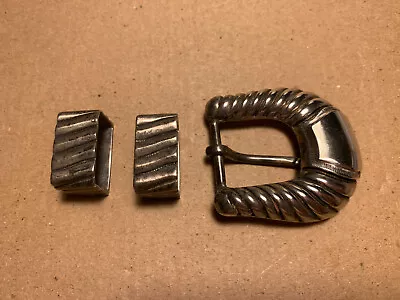 Vintage Sterling Silver Vogt Belt Buckle 925 3 Piece • $185