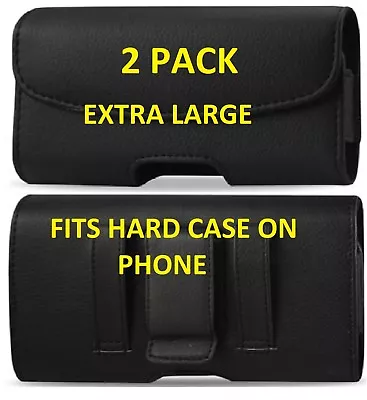 2 PACK XL Black Leather Pouch Holder Belt Clip Loop Holster For MOTOROLA Phones  • $14.98