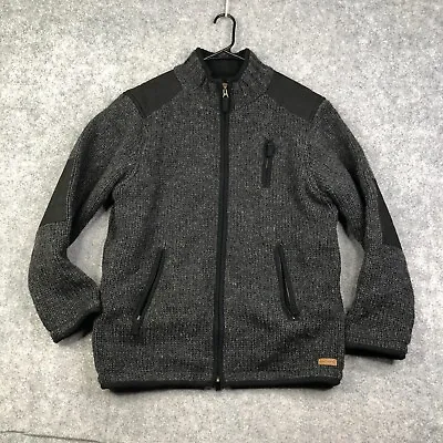 Laundromat Nepal Wool Zip Sweater Jacket Mens Medium Fleece Lined Elbow Patch • $55