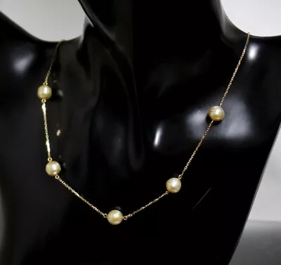 TASAKI K18YG Design Necklace With 7mm Akoya Pearl  37-41cm With Box • $775
