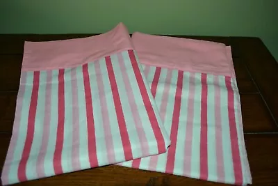 Pair Vintage Muslin Pillowcases Standard Pink Stripe Grants Home Fashion Nwot • $14