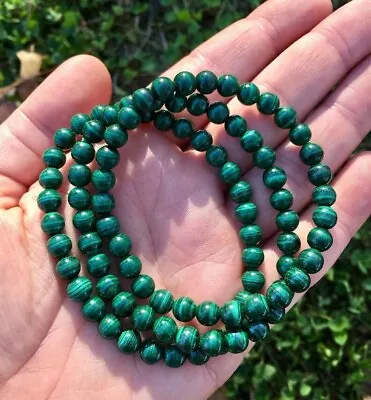 6MM Genuine Malachite Round Beads Healing Reiki Balance Women Stretch Bracelet • $12.99