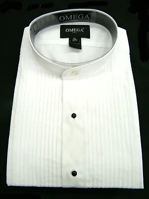 Men’s Mandarin Collar(banded Collar) Tuxedo Shirt With 1/4 Pleat • $23.99