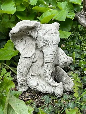 £39.99 • Buy African Elephant Stone Statue | Reconstituted Outdoor Garden Ornament Sculpture