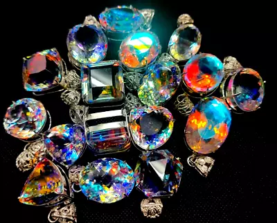 1000+ Ct MYSTIC Quartz Multi Color 925 Solid Silver PENDANT Gemstone 10 Pcs Lot • $192.76