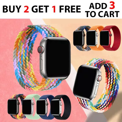 $6.59 • Buy Braided Band Solo Loop For Apple Watch Series 9 8 7 6 5 4 3 38 40 41 42 44 45 Mm
