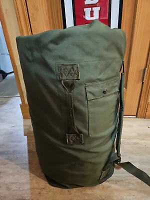 (2) Vintage Military Issued US Canvas Duck Green Duffle Bag / Sea Bag • $25.99