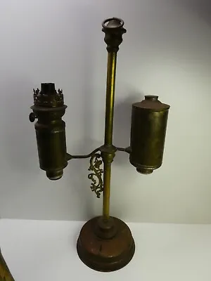 Antique Victorian Copper Brass Student Desk Clerk Oil Lamp Kero Lantern • $295