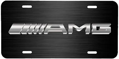 Mercedes Amg Logo Black Brushed Steel Look Vehicle License Plate Car Front Tag • $19.95