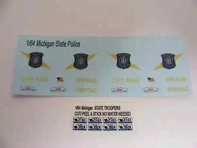 Michigan State Police 1:64 Water Slide Decals Fits SUV And Patrol Cars • $7.99