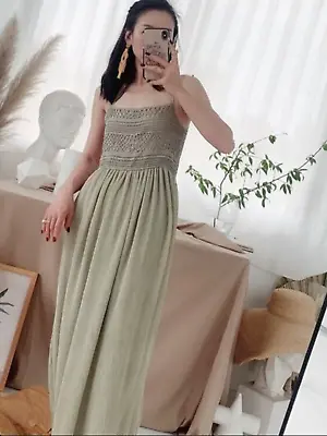 Zara Green Summer Dress With Crochet Trim • $30