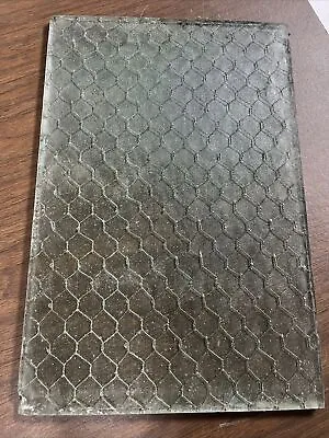 Architectural Salvage  Chicken Wire Ribbed Window Pane  Glass 15in X 10 X 3/8in • $35.99