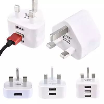 Fast Dual 1/2/3 Port USB Charger 3 Pin UK Mains Wall Plug Adapter UK • £3.46