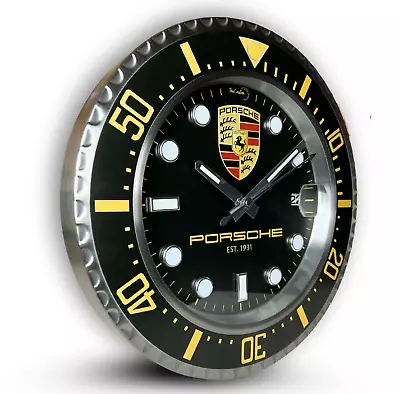 Luxury PORSCHE Wall Clock With DATE Magnifier Interior Design Sport Car • $119