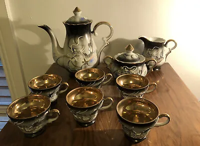 Vintage 14 Piece Japanese Moriage Dragonware Raised Dragon Golden Tea Set • $185
