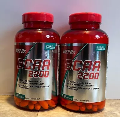2x Met-Rx BCAA 2200 Amino Acid Vitamin B-6 180 Softgels = 360 Exp. 01/25 • $40.99