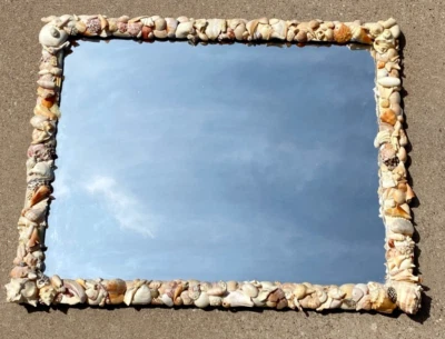 $299.99 • Buy Vintage Mid Century SEASHELL WALL MIRROR ~ Beach Cottage Ocean Decor  Sea Shells