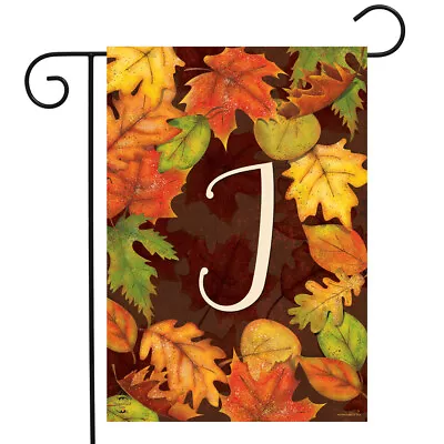 Fall Leaves Monogram Letter J Garden Flag Autumn 12.5  X 18  Briarwood Lane • $9.86