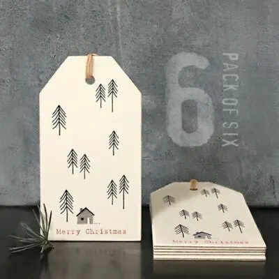 East Of India Woodland Christmas Gift Tags Set Of 6 CREAM • £4.95