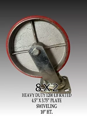 8  Inch Heavy Duty Casters Wheels Polyurethane Cast Iron 8x2 1200 • $40