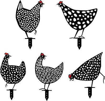 5 Pcs Chicken Yard Art Garden 13.7Inch Metal Statue Decor Garden Lawn Floor  • $40.60