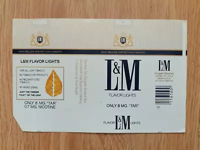 Opened Empty Cigarette Hard Pack--84 Mm-USA-L & M • $1.60