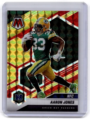 $5 • Buy 2021 Panini Mosaic Choice Prizm Fusion Red And Yellow Aaron Jones 29/80 Green