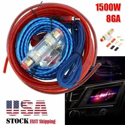 1500W 8 Gauge Amp Kit Amplifier Install Wiring Complete 8 Ga Car Wires Red Blue • $11.27